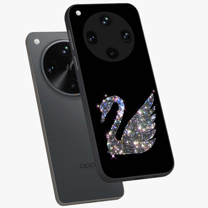Starlit Swan Grace Glass Case displayed in angled mockup highlighting elegant swan illustration with dreamy celestial aesthetic.