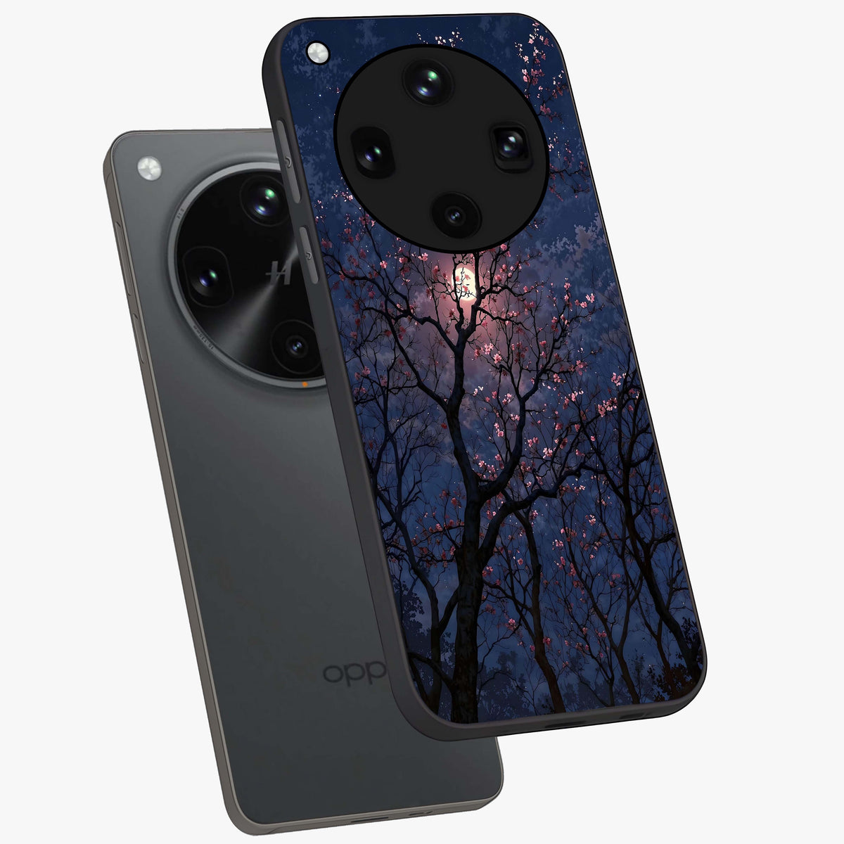 Twilight Sakura Serenade Glass Case displayed in angled mockup highlighting delicate sakura flower design with dreamy aesthetic.