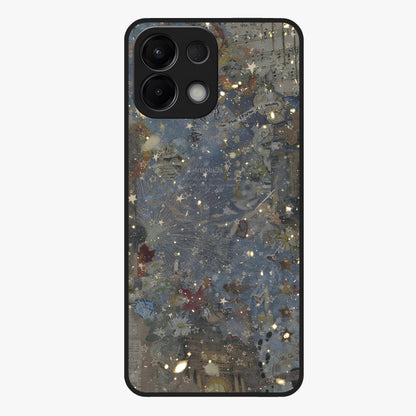Aesthetic Astrolophia Glass Case showing flat back view with dreamy aesthetic design and glossy glass finish.