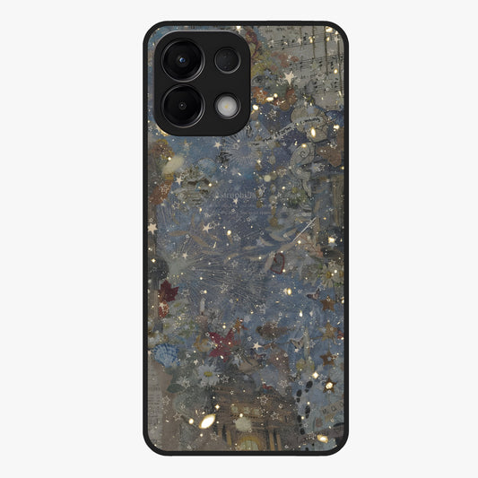 Aesthetic Astrolophia Glass Case showing flat back view with dreamy aesthetic design and glossy glass finish.