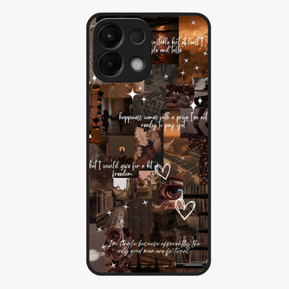 Bittersweet Aesthetic Chaos Glass Case showing flat back view with artistic chaotic aesthetic design and glossy glass finish.