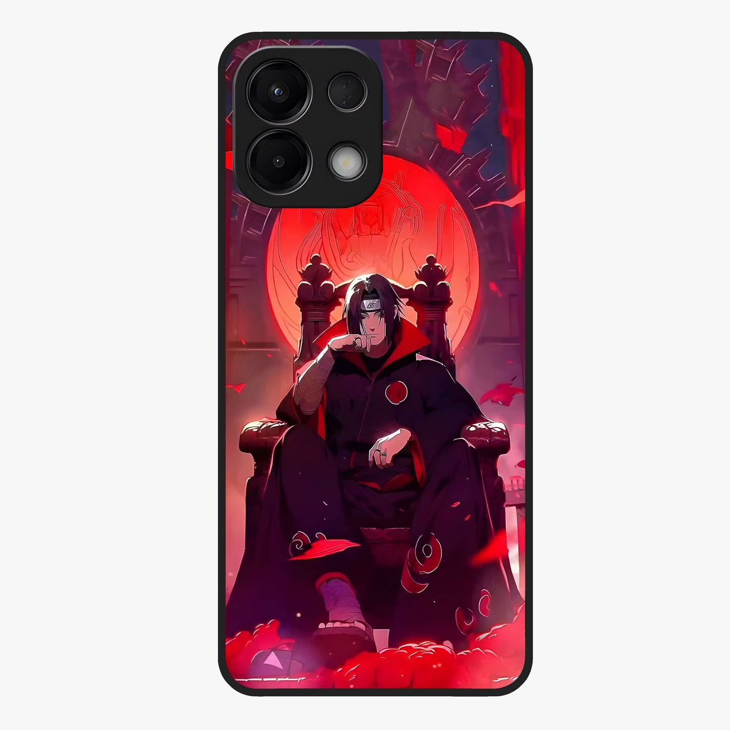 Blood Moon Sovereign Glass Case showing flat back view with mystical blood moon artwork and glossy glass finish.