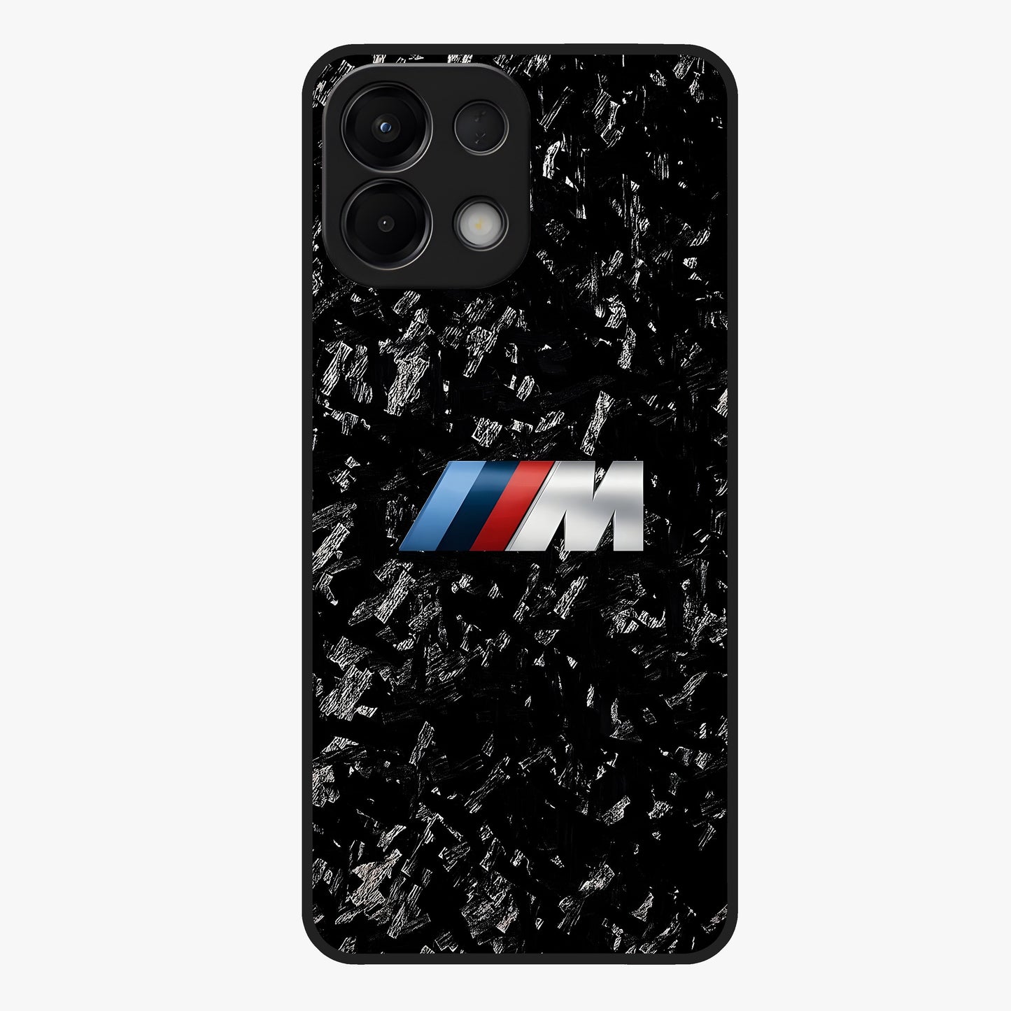 Carbon Speed Mark Glass Case showing flat back view with sporty carbon pattern artwork and glossy glass finish.