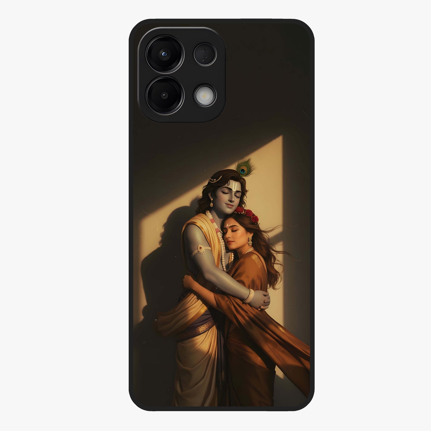 Divine Eternal Love Glass Case showing flat back view with spiritual love themed artwork and glossy glass finish.