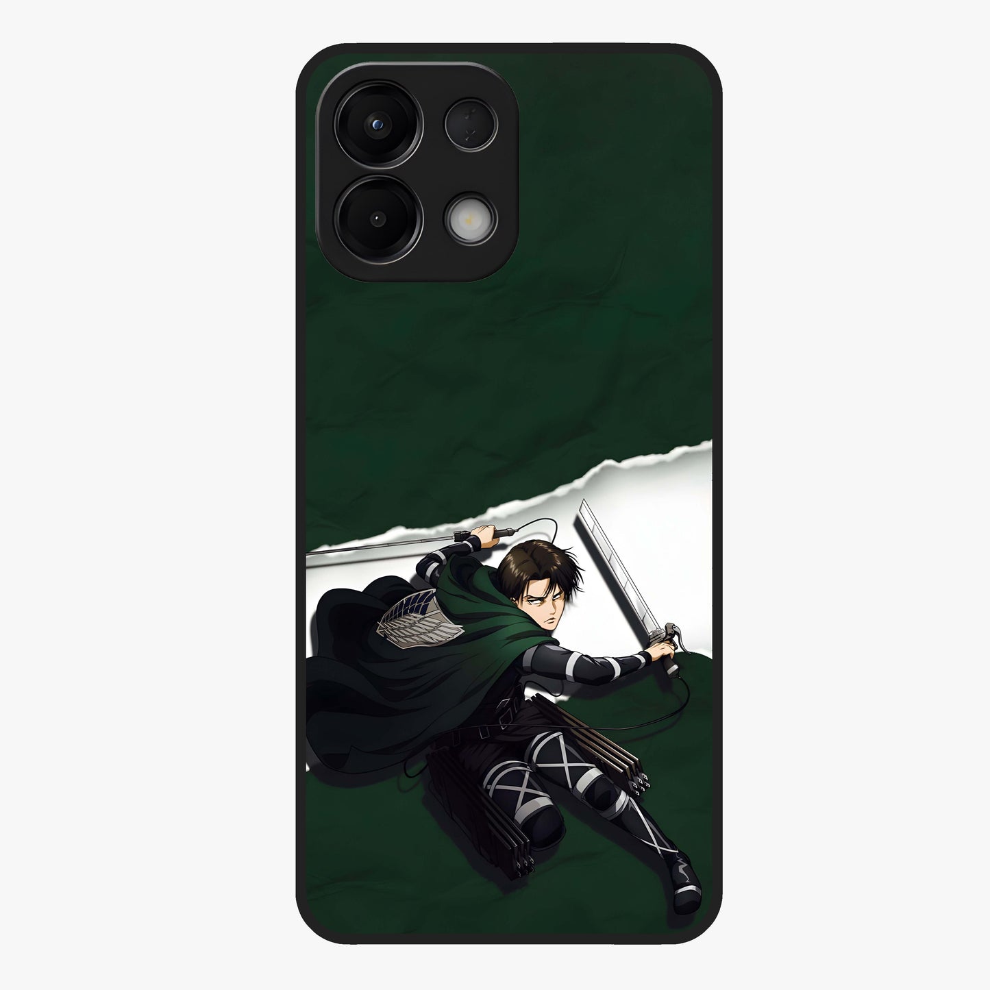 Emerald War Vanguard Glass Case showing flat back view with powerful warrior themed artwork and glossy glass finish.
