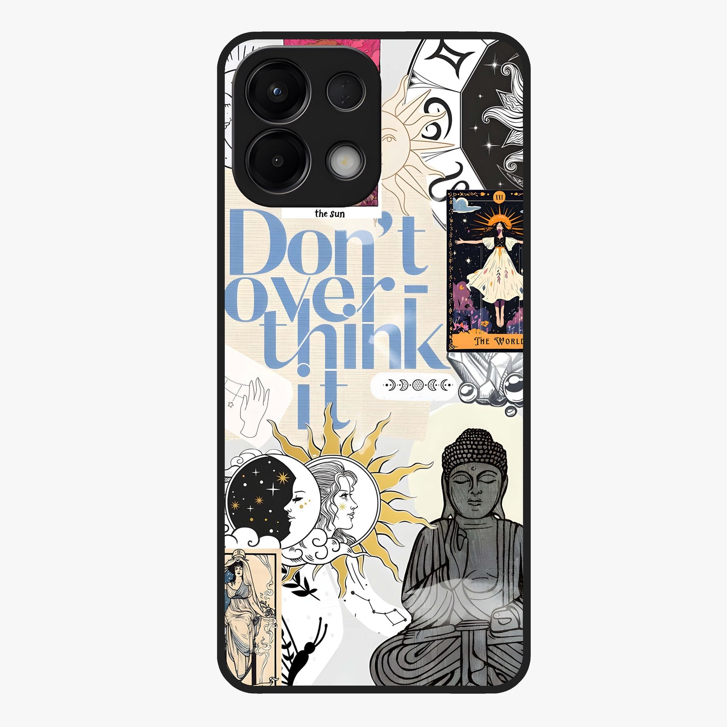 Ethereal Thoughts Glass Case showing flat back view with dreamy artistic artwork and glossy glass finish.
