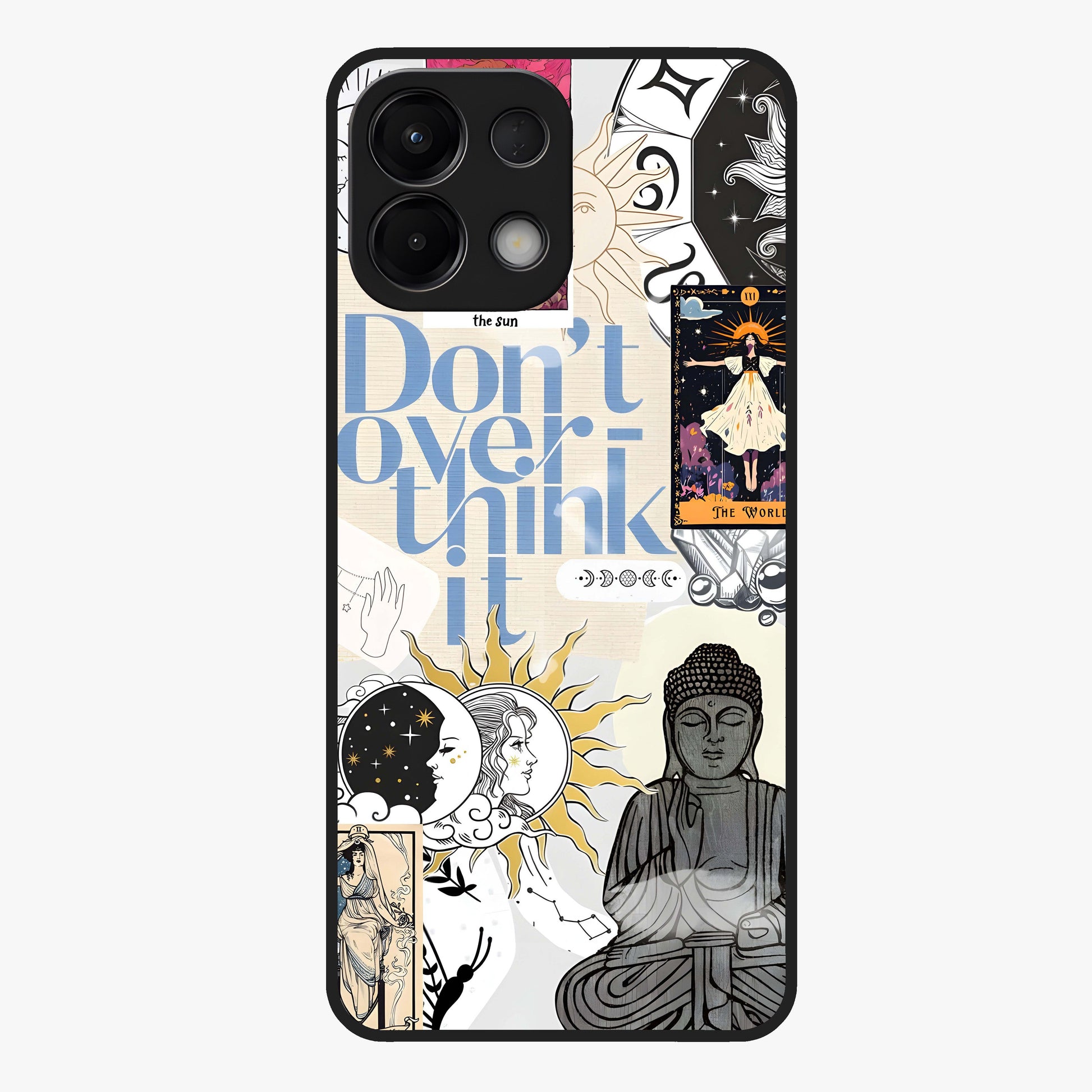 Ethereal Thoughts Glass Case showing flat back view with dreamy artistic artwork and glossy glass finish.