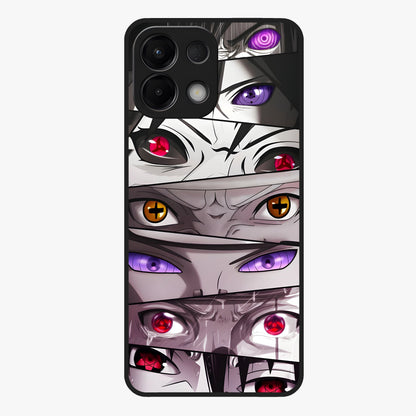Eyes of Destiny Glass Case showing flat back view with striking eye themed artwork and glossy glass finish.