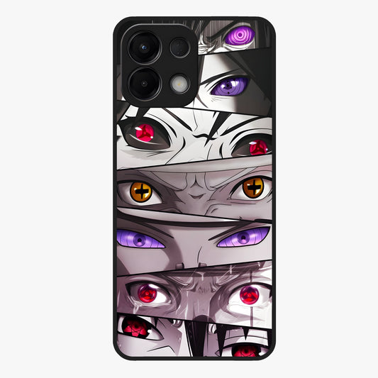 Eyes of Destiny Glass Case showing flat back view with striking eye themed artwork and glossy glass finish.