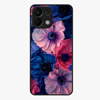 Flower Paper Art Pattern Glass Case showing flat back view with paper cut style floral artwork and glossy glass finish.