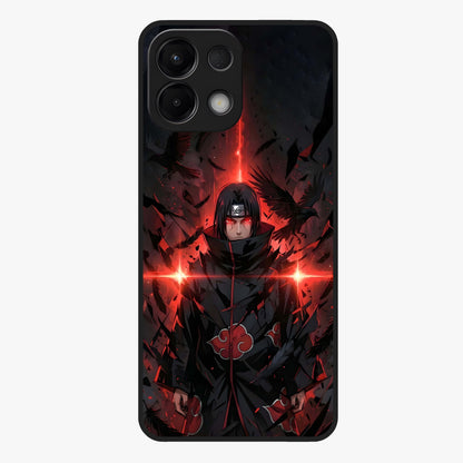 Focused Blade Discipline Glass Case showing flat back view with warrior sword themed artwork and glossy glass finish.