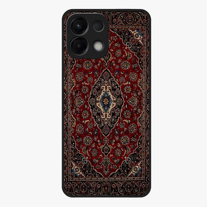 Heritage Carpet Royale Glass Case showing flat back view with ornate Persian carpet inspired pattern and glossy glass finish.