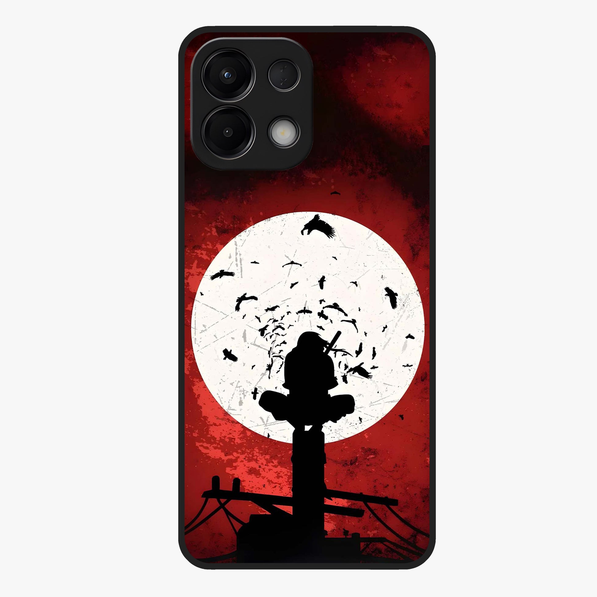 Itachi Limited Edition Naruto Anime Glass Case showing flat back view with iconic anime character artwork and glossy glass finish.