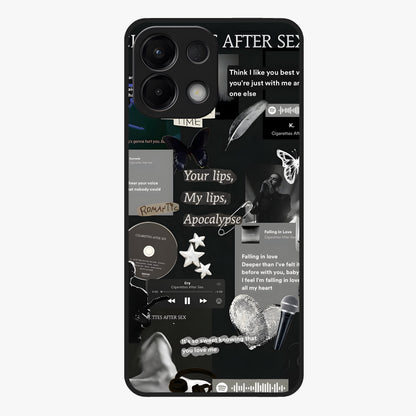 Midnight Love Echo Glass Case showing flat back view with romantic midnight themed artwork and glossy glass finish.