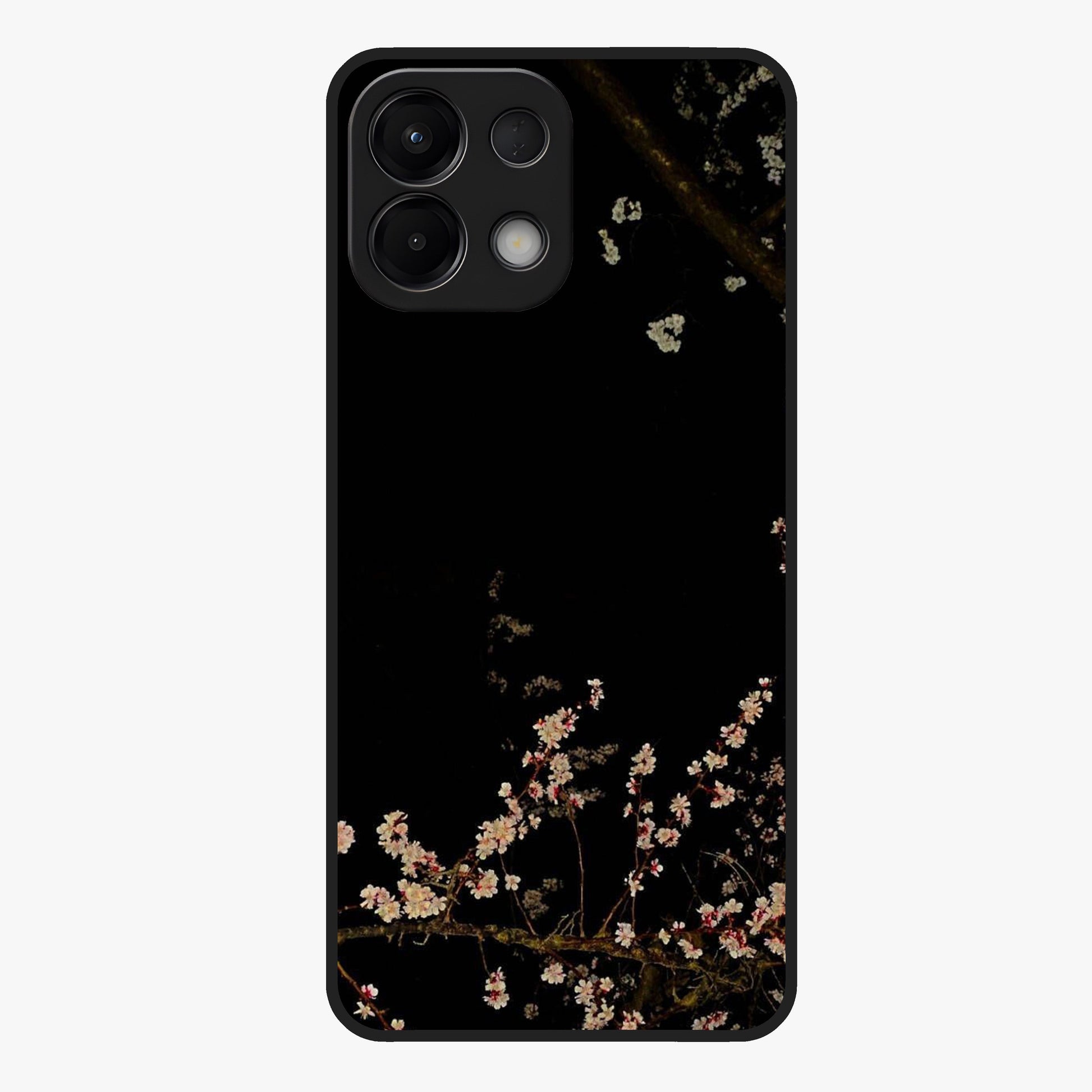 Petal Moon Light With Custom Name Glass Case showing flat back view with floral moonlight artwork and personalized name design.