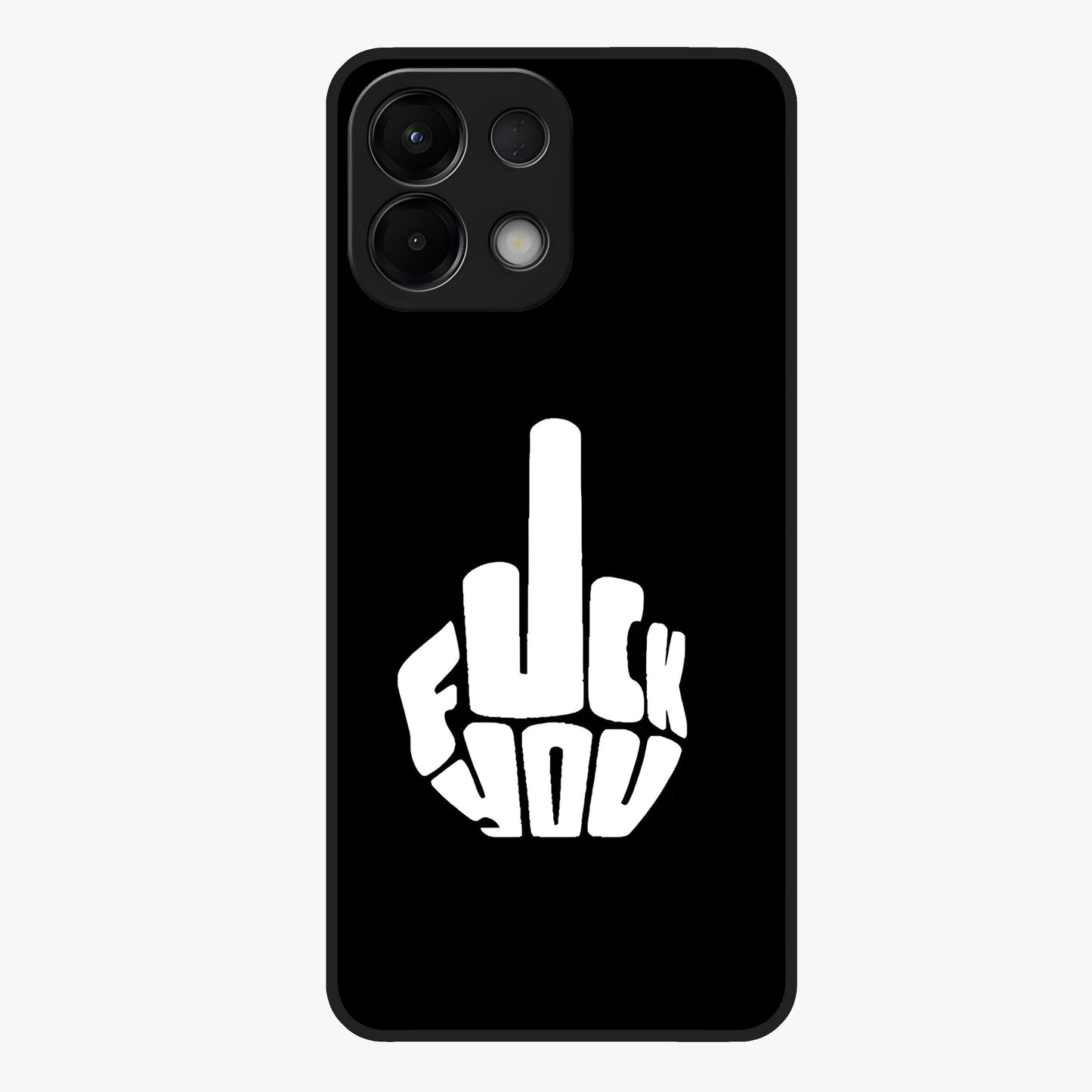 Rebel Mode On Glass Case showing flat back view with bold rebellious typography artwork and glossy glass finish.