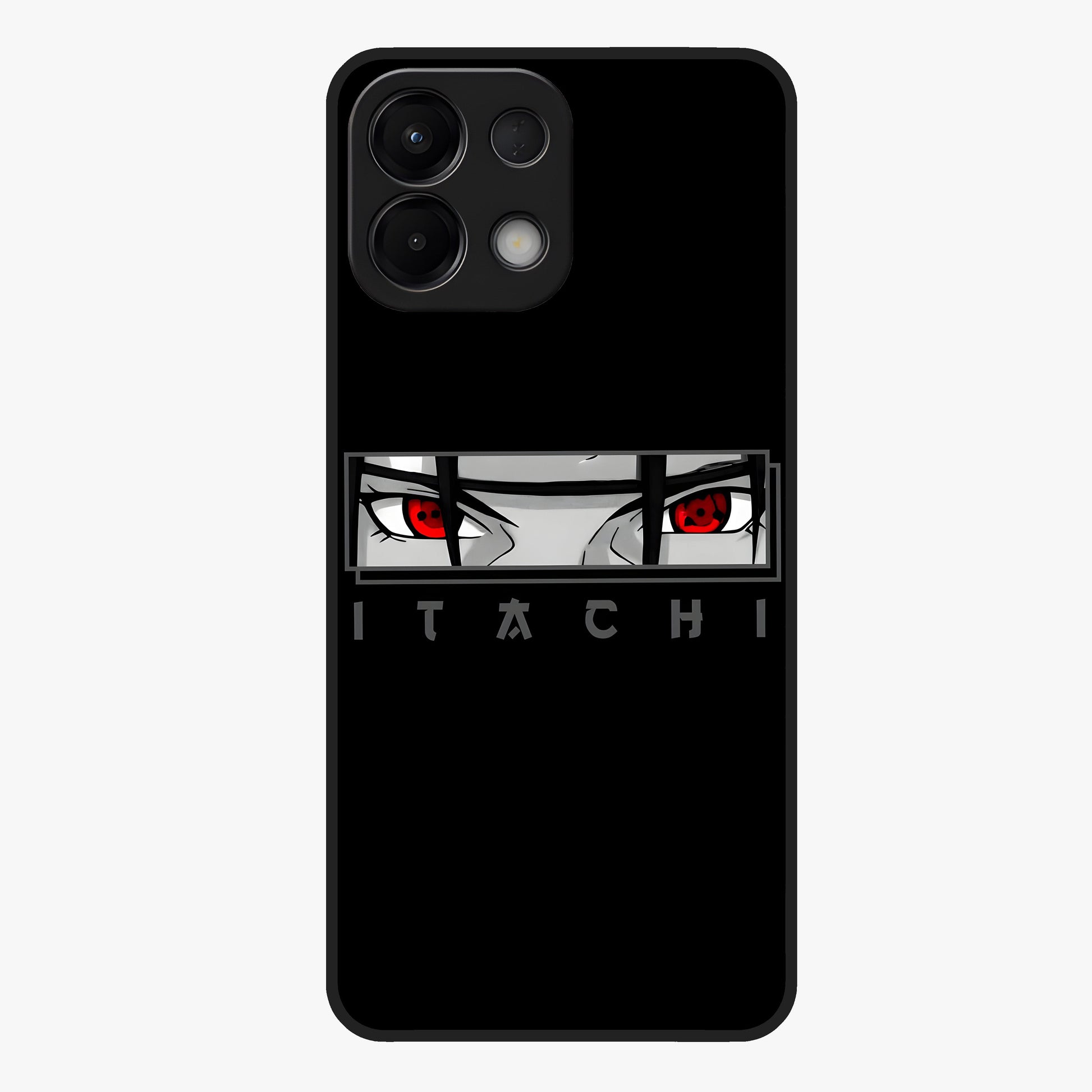 Scarlet Gaze Dominance Glass Case showing flat back view with striking red themed artwork and glossy glass finish.