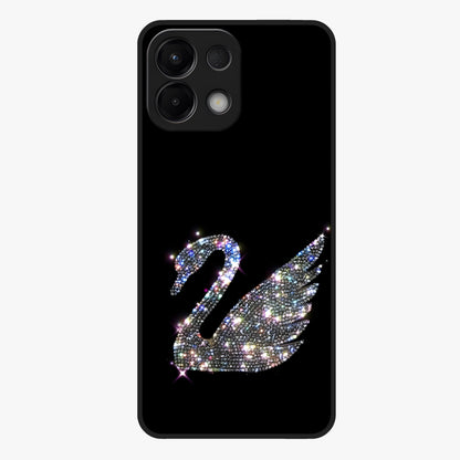 Starlit Swan Grace Glass Case showing flat back view with graceful swan artwork under starry sky and glossy glass finish.