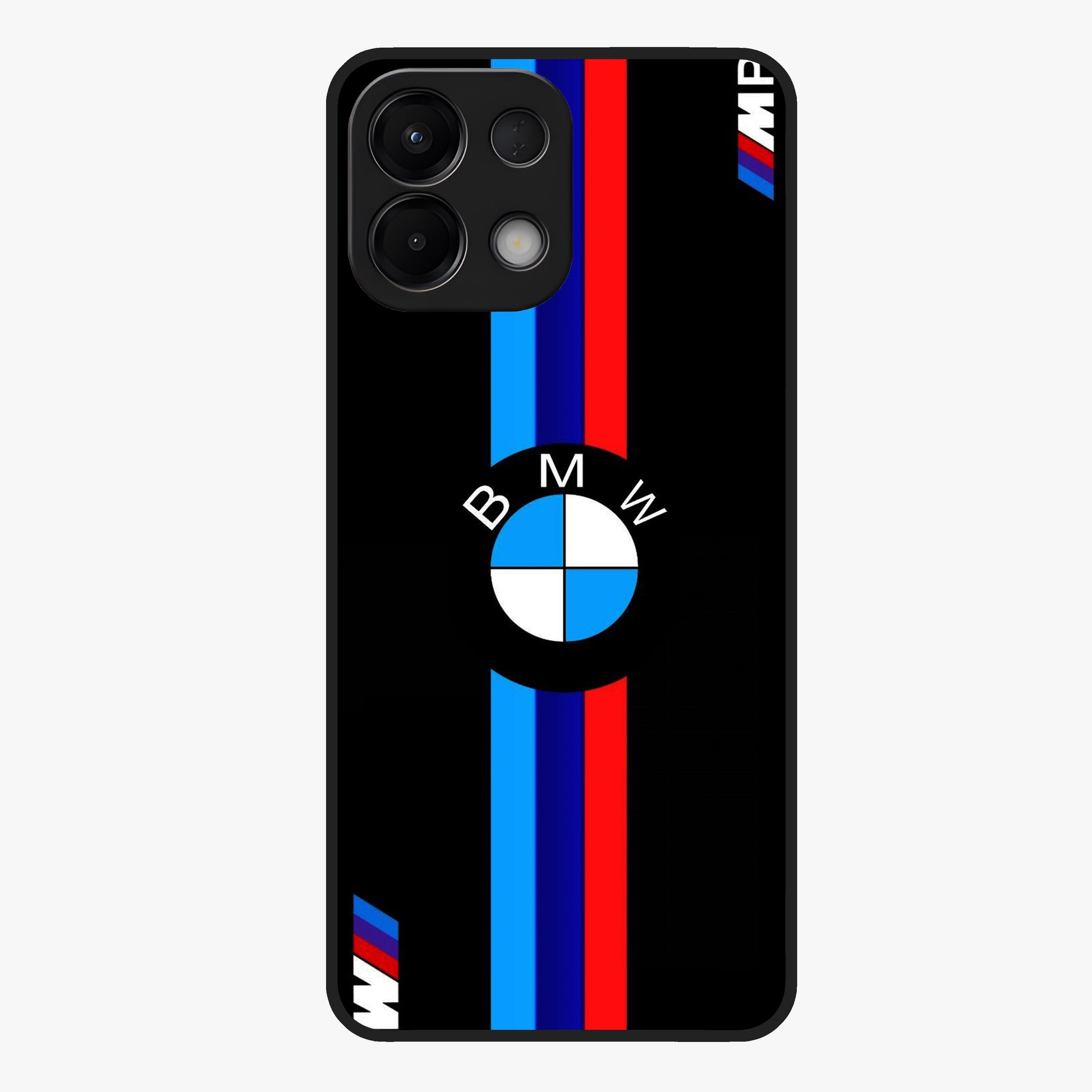 Turbo BMW Beast Glass Case showing flat back view with high performance sports car artwork and glossy glass finish.