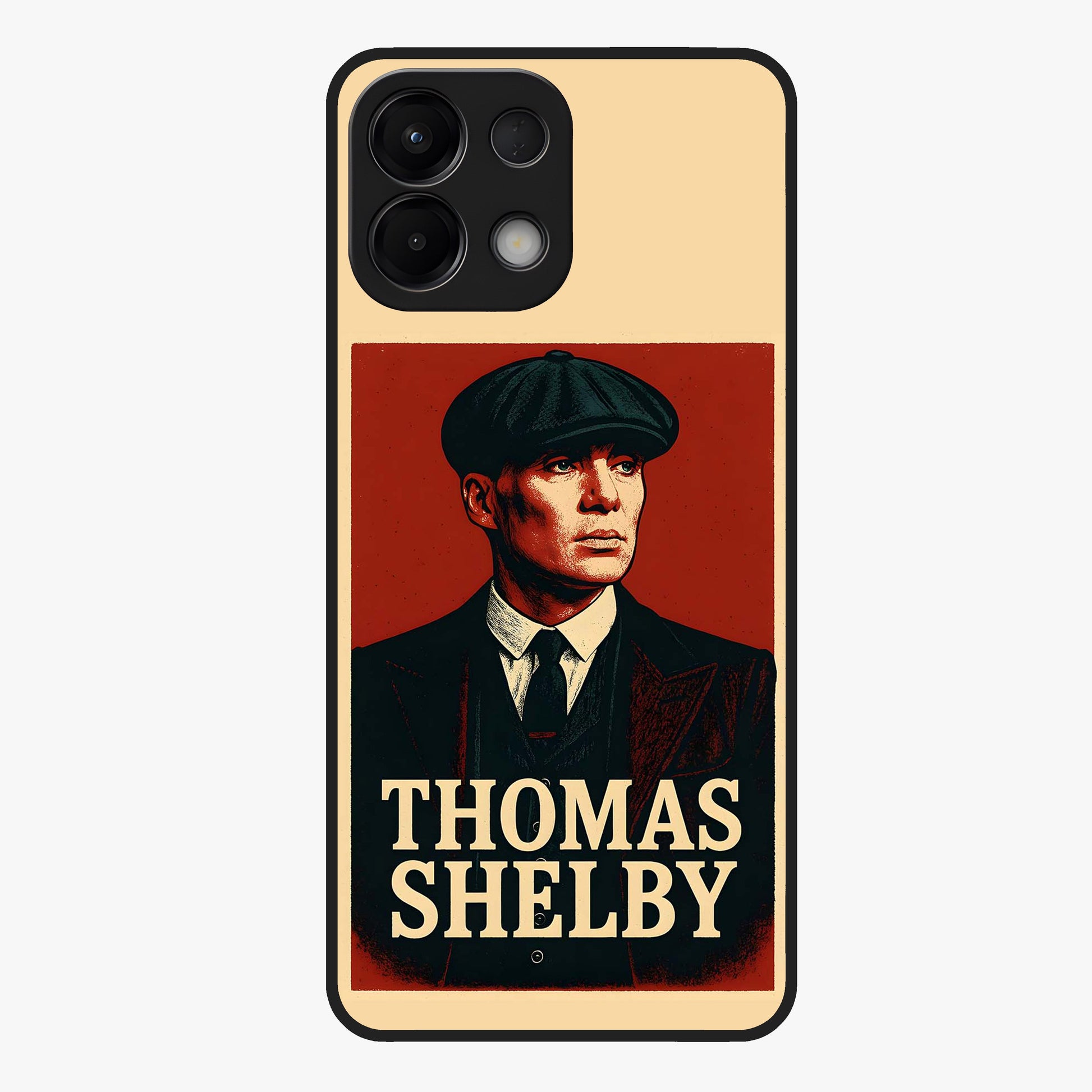 Vintage Mafia Authority Glass Case showing flat back view with bold vintage mafia inspired artwork and glossy glass finish.