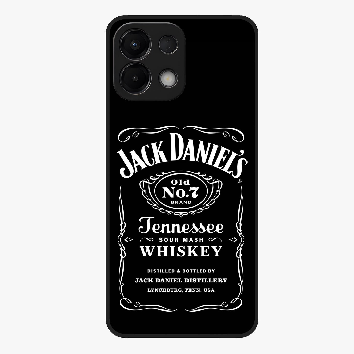 Vintage Whiskey Heritage Glass Case showing flat back view with classic whiskey inspired artwork and glossy glass finish.