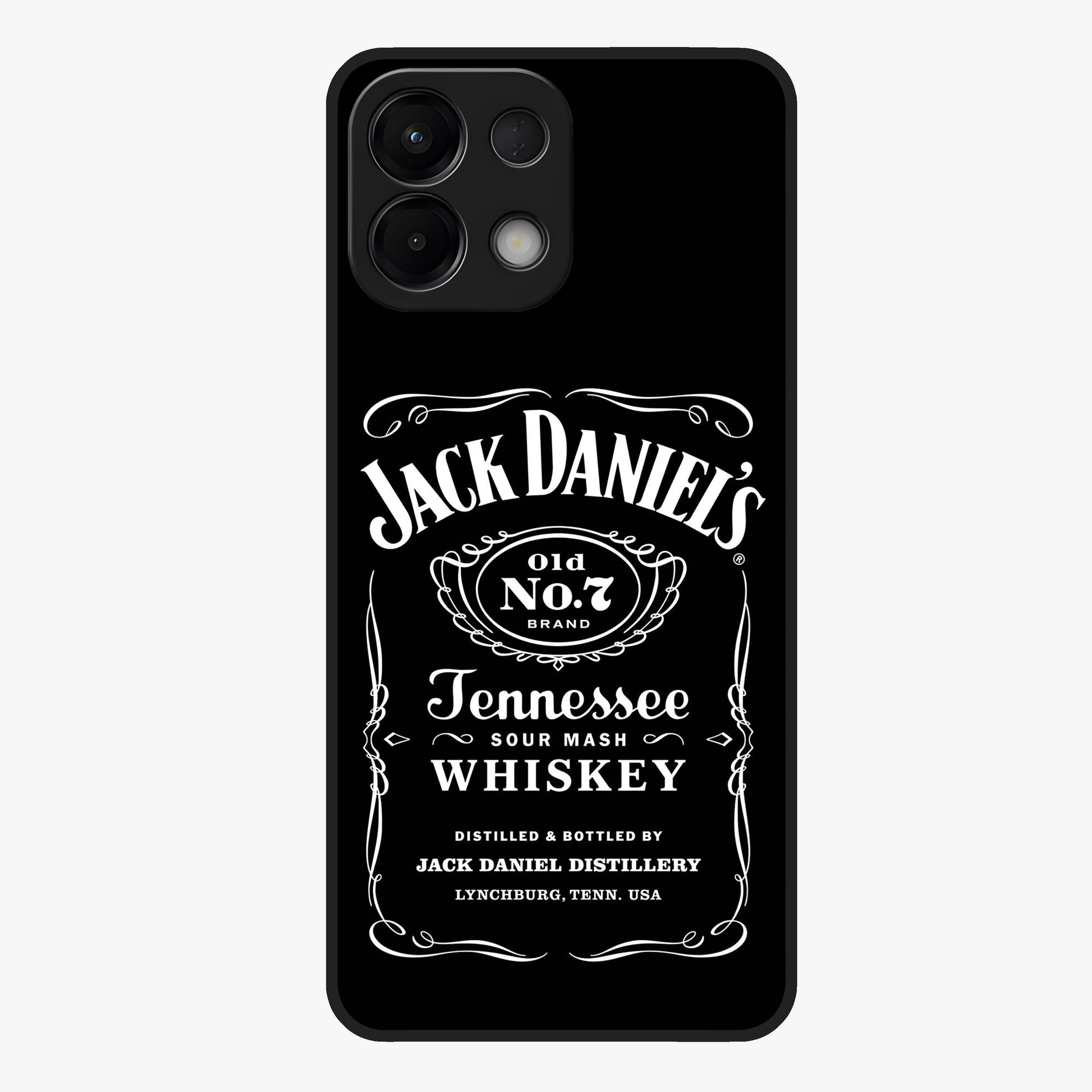 Vintage Whiskey Heritage Glass Case showing flat back view with classic whiskey inspired artwork and glossy glass finish.