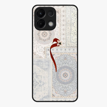 White Aesthetic Bow Glass Case showing flat back view with minimal bow artwork and glossy glass finish.