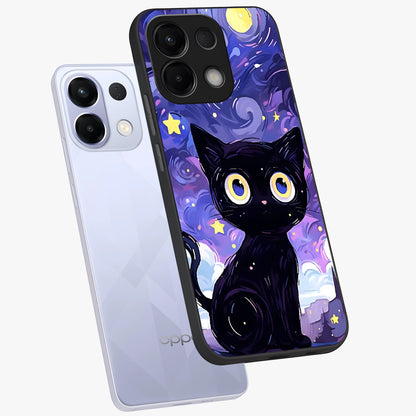 Abstract Cat Art Glass Case displayed in angled mockup highlighting modern abstract cat artwork and sleek glass surface.