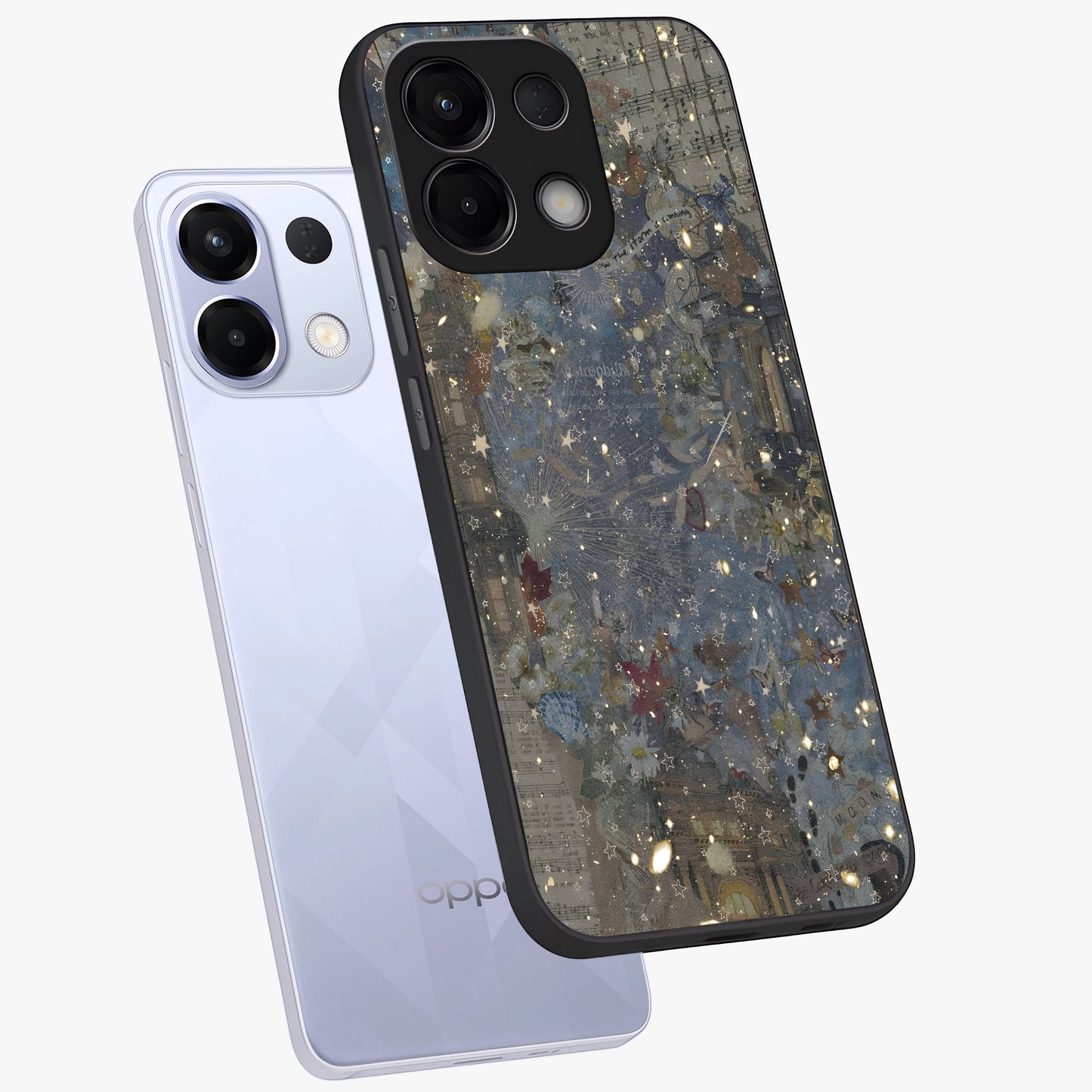 Aesthetic Astrolophia Glass Case displayed in angled mockup highlighting artistic aesthetic elements and smooth glass surface.