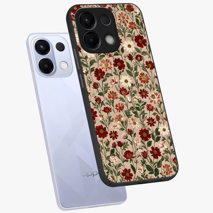 Biege Flower With Leaf Glass Case displayed in angled mockup highlighting minimal floral leaf design and elegant aesthetic.