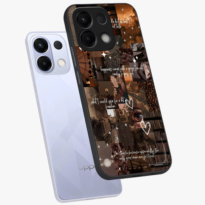 Bittersweet Aesthetic Chaos Glass Case displayed in angled mockup highlighting expressive abstract artwork and edgy aesthetic theme.