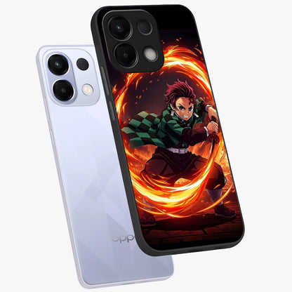Blazing Sword Resolve Glass Case displayed in angled mockup highlighting powerful sword illustration and bold fantasy theme.