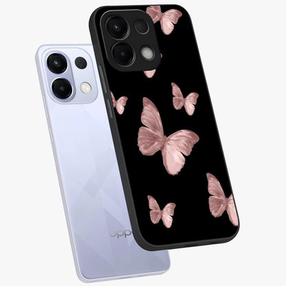 Butterfly Pattern Glass Case displayed in angled mockup highlighting delicate butterfly design and aesthetic pattern style.