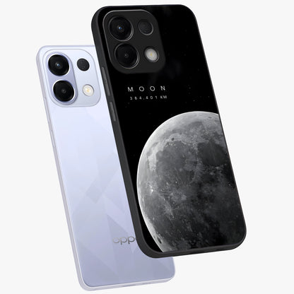 Cosmic Moon Glow Glass Case displayed in angled mockup highlighting celestial moon design with cosmic aesthetic theme.