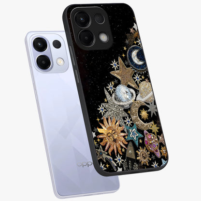 Cosmic Sparkle Dreams Glass Case displayed in angled mockup highlighting dreamy star sparkle design with celestial aesthetic.