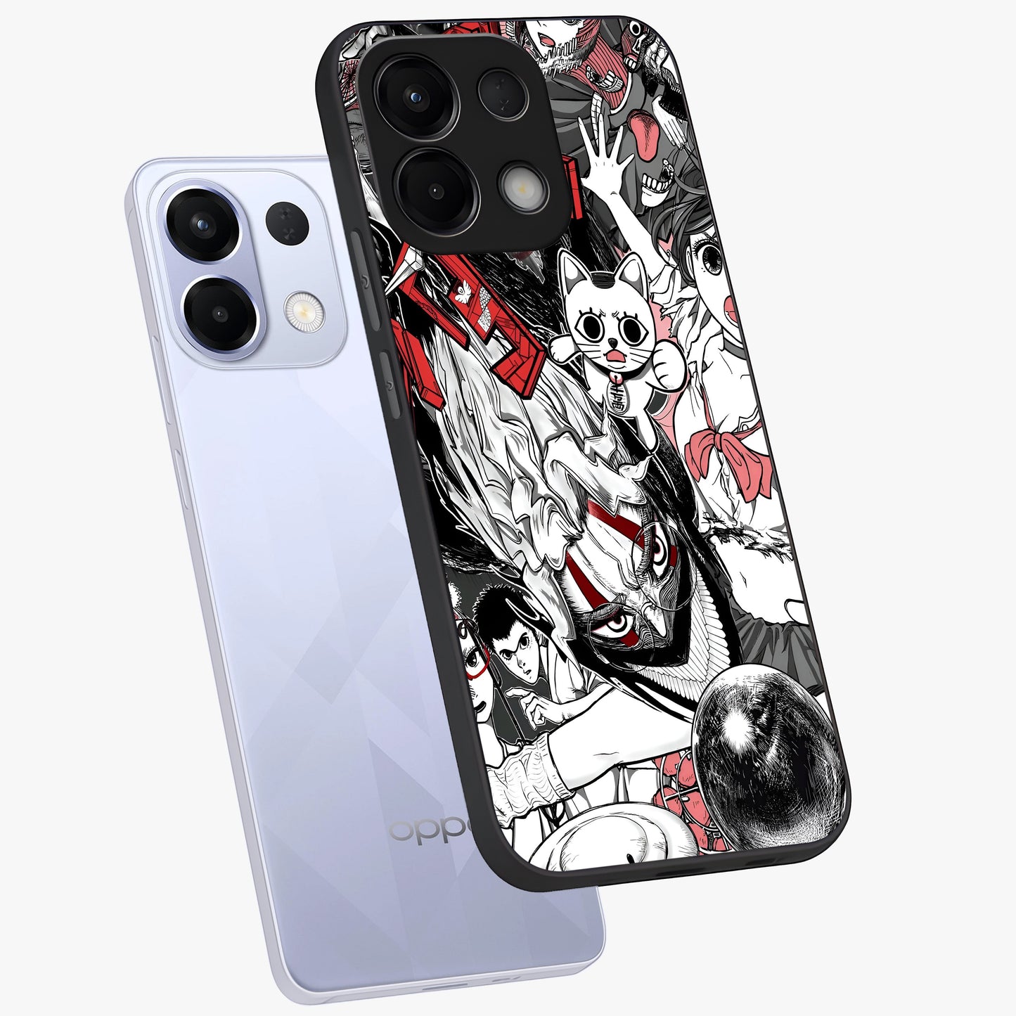 Crimson Chaos Panel Glass Case displayed in angled mockup highlighting chaotic panel style design with modern graphic theme.
