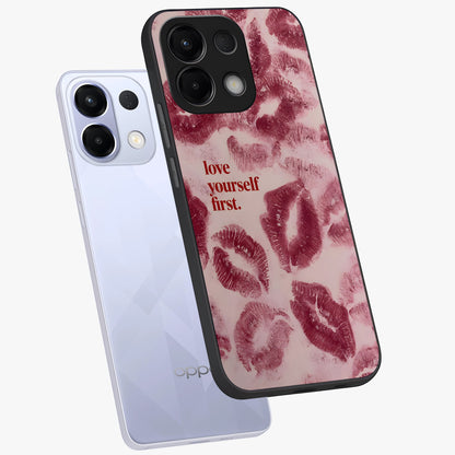 Crimson Kiss Love Glass Case displayed in angled mockup highlighting bold love inspired design with modern aesthetic style.