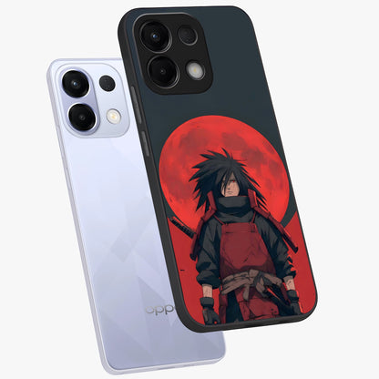 Crimson Moon Warlord Glass Case displayed in angled mockup highlighting dramatic crimson moon design with fantasy aesthetic.