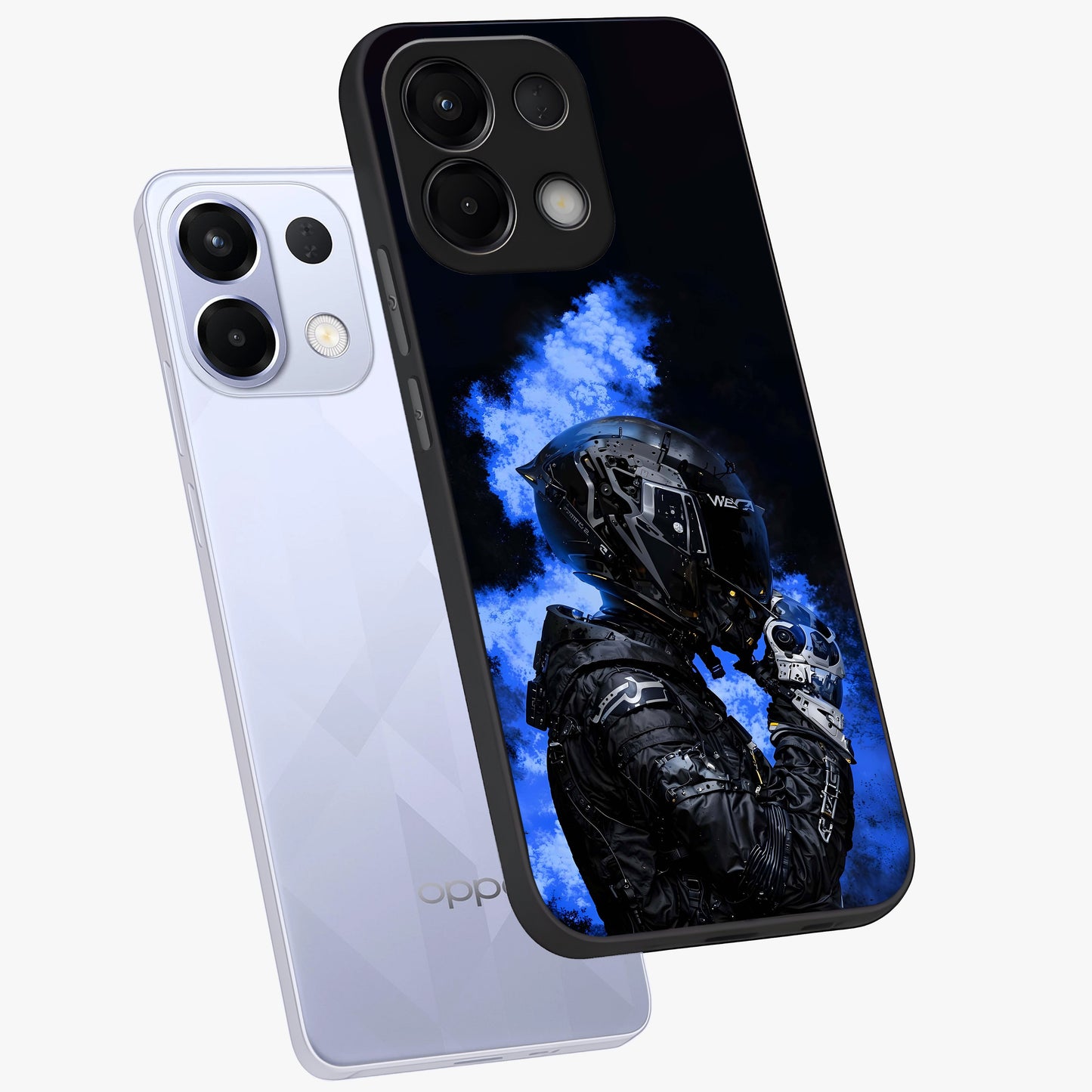 Cyber Sentinel Protocol Glass Case displayed in angled mockup highlighting digital cyber design with sci-fi aesthetic style.
