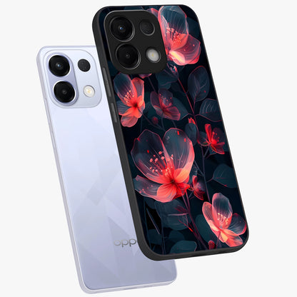Dark Shade of Flower Glass Case displayed in angled mockup highlighting moody floral illustration with aesthetic dark tones.