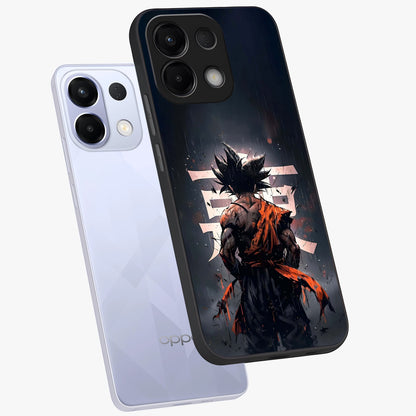Dark Warrior In Rain Glass Case displayed in angled mockup highlighting dramatic warrior illustration with dark rain aesthetic.