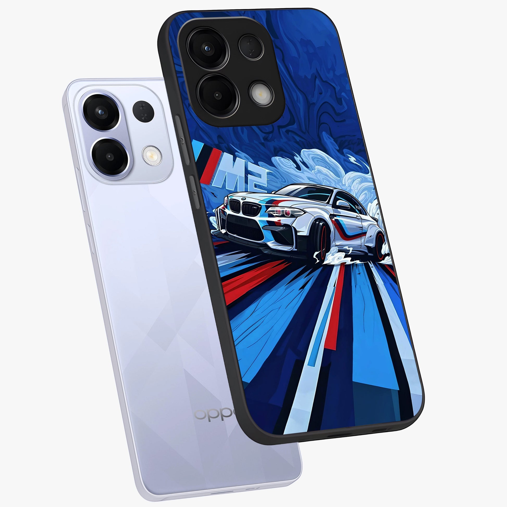 Drift Power Rush Glass Case displayed in angled mockup highlighting powerful drift car design with sporty aesthetic style.