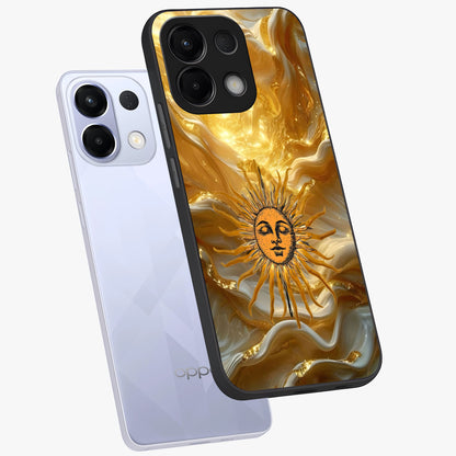 Eternal Golden Glow Glass Case displayed in angled mockup highlighting glowing golden aesthetic design with elegant style.