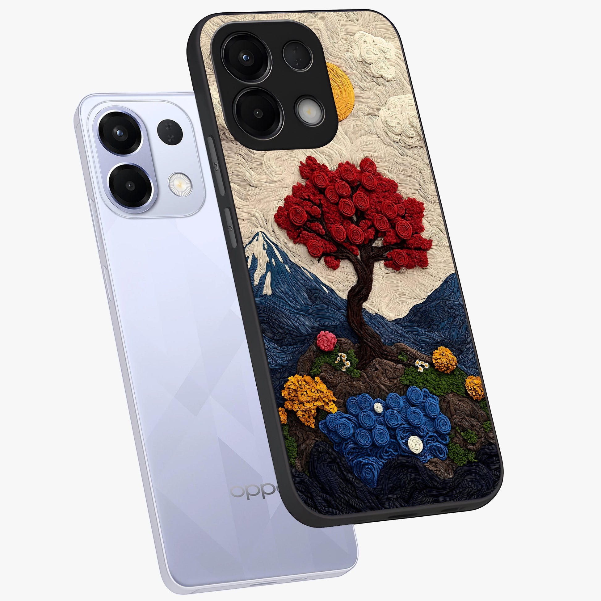 Eternal Nature Tapestry Glass Case displayed in angled mockup highlighting detailed botanical pattern with artistic aesthetic.