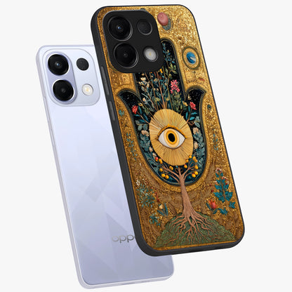Ethereal Evil Eye Glass Case displayed in angled mockup highlighting protective evil eye symbol with spiritual aesthetic design.
