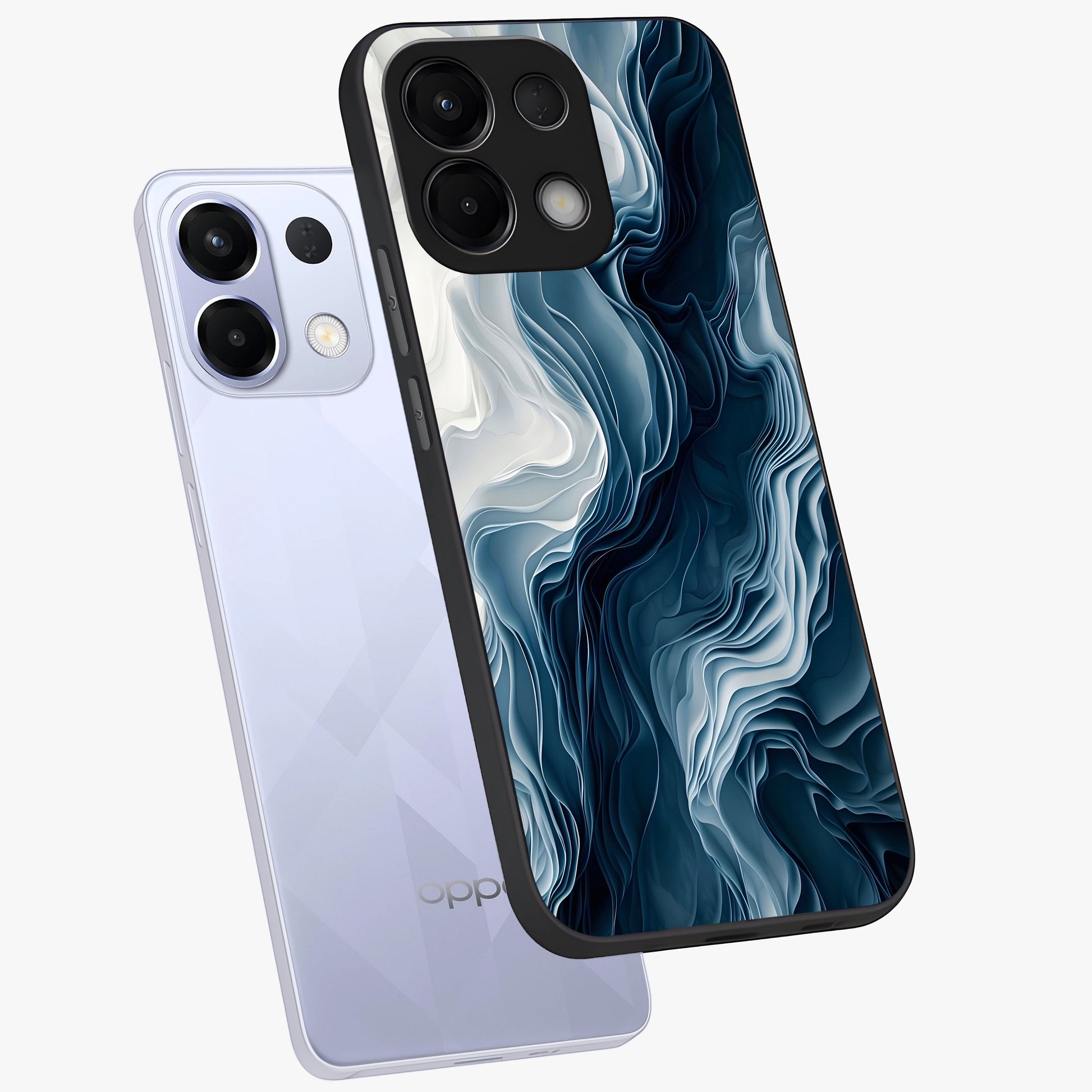 Ethereal Paper Marble Glass Case displayed in angled mockup highlighting elegant marble pattern with modern aesthetic style.