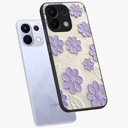 Floral Wall Art With Purple Flowers Glass Case displayed in angled mockup highlighting vibrant purple floral illustration with artistic aesthetic.