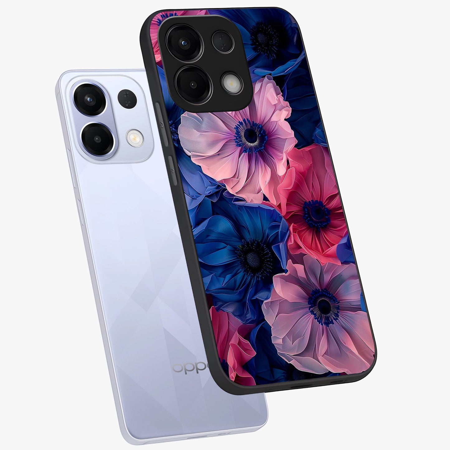 Flower Paper Art Pattern Glass Case displayed in angled mockup highlighting layered paper flower design with artistic aesthetic.