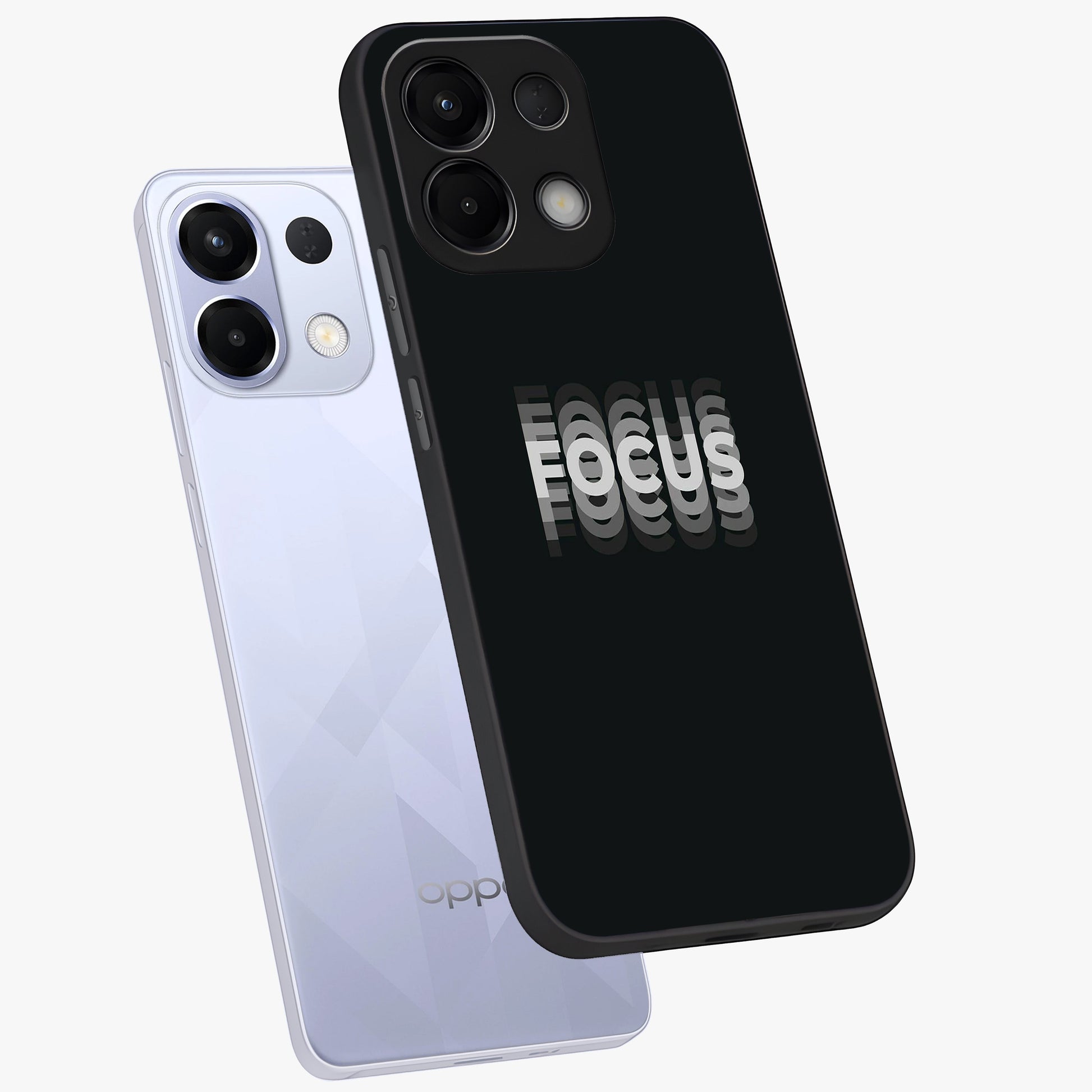 Focus Mode On Glass Case displayed in angled mockup highlighting clean minimal text artwork with modern aesthetic style.