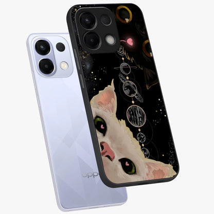 Galactic Cat Glass Case displayed in angled mockup highlighting celestial feline illustration with galaxy aesthetic style.